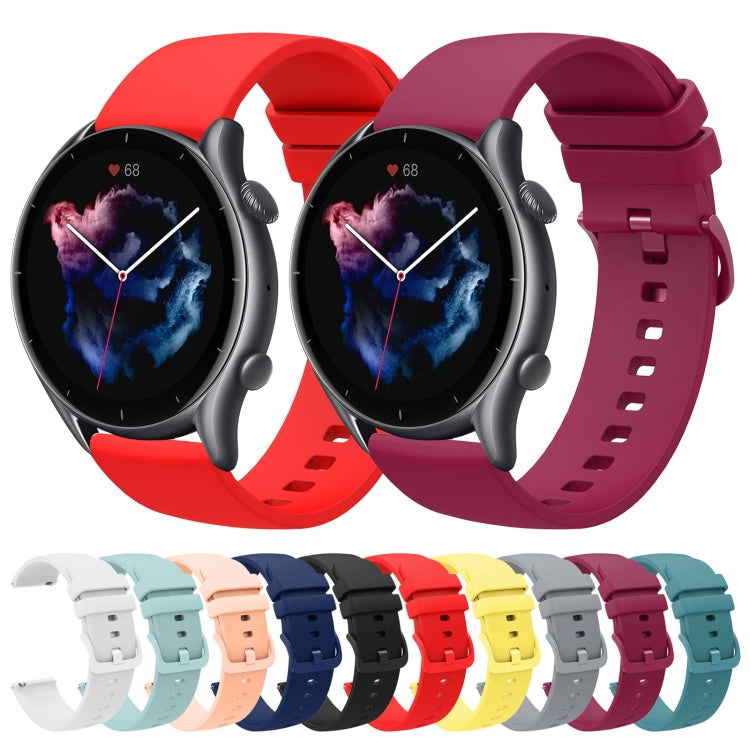 For Amazfit GTR 3 22mm Solid Color Soft Silicone Watch Band(Wine Red) - Watch Bands by buy2fix | Online Shopping UK | buy2fix