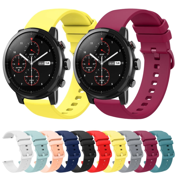 For Amazfit Stratos 22mm Solid Color Soft Silicone Watch Band(Grey) - Watch Bands by buy2fix | Online Shopping UK | buy2fix