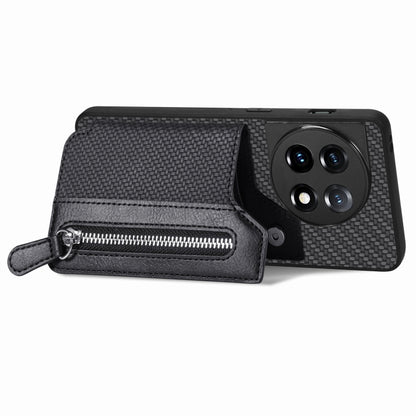 For OnePlus 11 Carbon Fiber Horizontal Flip Zipper Wallet Phone Case(Black) - OnePlus Cases by buy2fix | Online Shopping UK | buy2fix