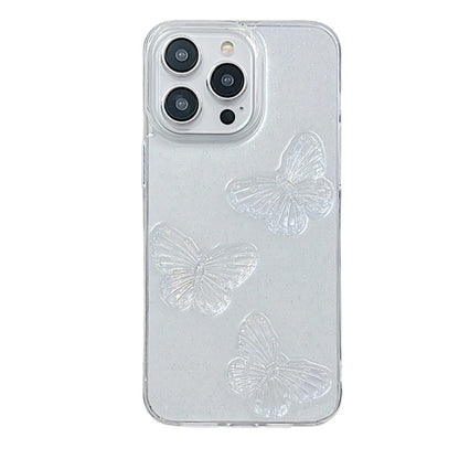 For iPhone 16 Pro Clear Crystal Butterflies TPU Phone Case(Transparent) - iPhone 16 Pro Cases by buy2fix | Online Shopping UK | buy2fix