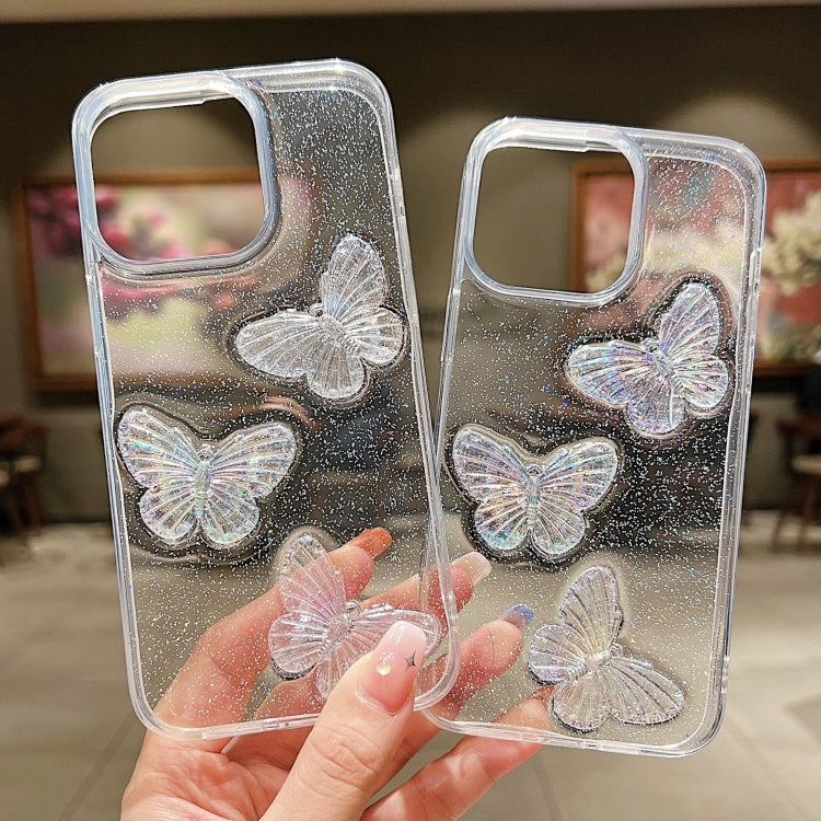 For iPhone 16 Pro Clear Crystal Butterflies TPU Phone Case(Transparent) - iPhone 16 Pro Cases by buy2fix | Online Shopping UK | buy2fix