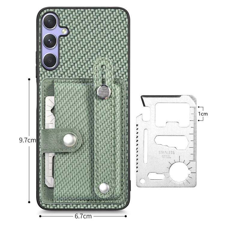 For Samsung Galaxy S25 5G Wristband Kickstand Wallet Back Phone Case with Tool Knife(Green) - Galaxy S25 5G Cases by buy2fix | Online Shopping UK | buy2fix