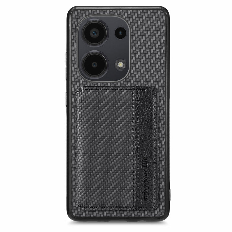For Redmi Note 13 Pro 4G Carbon Fiber Magnetic Card Bag Phone Case(Black) - Note 13 Pro Cases by buy2fix | Online Shopping UK | buy2fix
