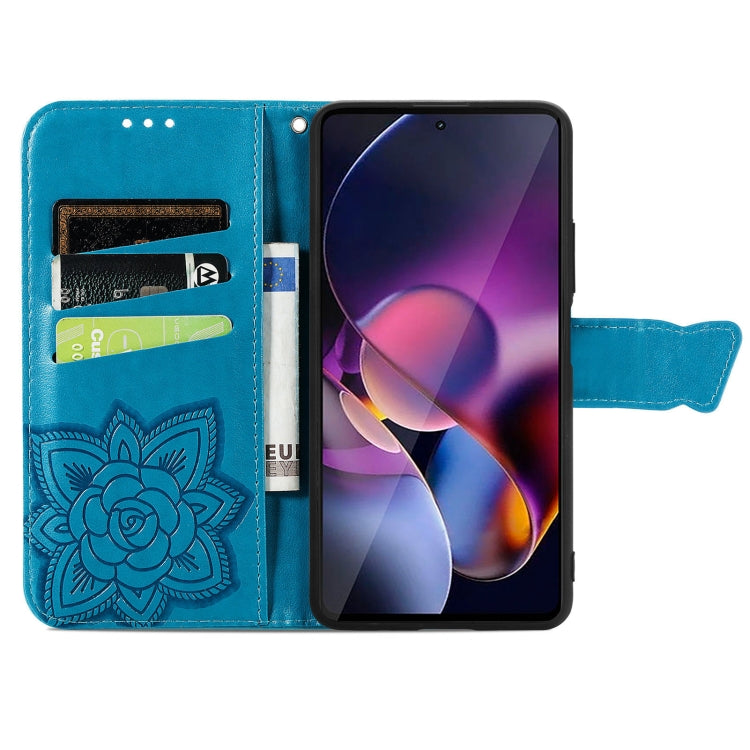 For Motorola Moto G Stylus 5G 2024 Butterfly Love Flower Embossed Leather Phone Case(Blue) - Motorola Cases by buy2fix | Online Shopping UK | buy2fix