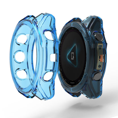 For Garmin Fenix 8 AMOLED 43mm ENKAY Hat-Prince Transparent TPU Frame Drop Protection Case(Blue) - Watch Cases by ENKAY | Online Shopping UK | buy2fix