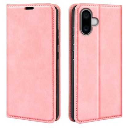 For iPhone 16 Retro-skin  Magnetic Suction Leather Phone Case(Pink) - iPhone 16 Cases by buy2fix | Online Shopping UK | buy2fix