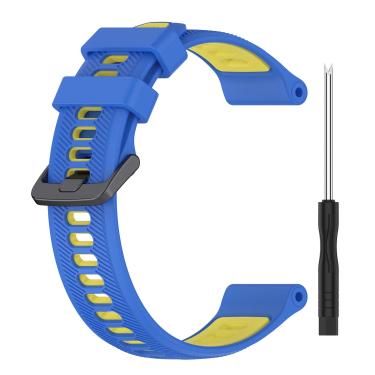 For Garmin Approach S62 Sports Two-Color Silicone Watch Band(Blue+Yellow) - Watch Bands by buy2fix | Online Shopping UK | buy2fix