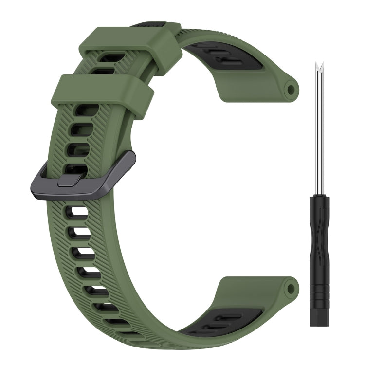 For Garmin Instinct Crossover Sports Two-Color Silicone Watch Band(Army Green+Black) - Watch Bands by buy2fix | Online Shopping UK | buy2fix