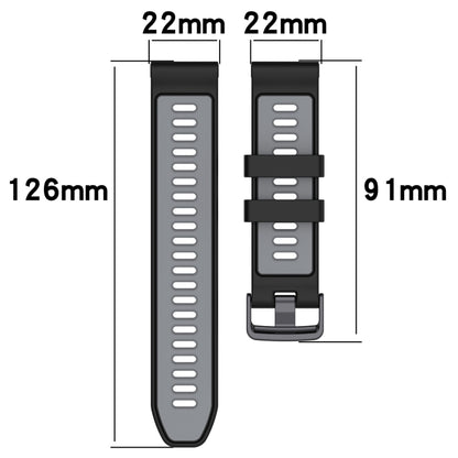 For Garmin Approach S70 47mm Sports Two-Color Silicone Watch Band(Grey+Yellow) - Watch Bands by buy2fix | Online Shopping UK | buy2fix