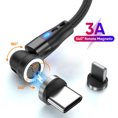 ENKAY 3A USB to Type-C / 8 Pin Magnetic 540 Degrees Rotating Fast Charging Cable, Length:2m(Black) - Charging Cable & Head by ENKAY | Online Shopping UK | buy2fix