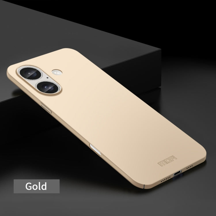 For iPhone 16 Plus MOFI Frosted PC Ultra-thin Hard Phone Case(Gold) - iPhone 16 Plus Cases by MOFI | Online Shopping UK | buy2fix