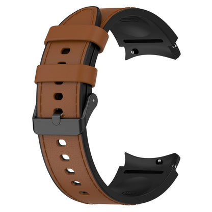 For Samsung Galaxy Watch 6 Silicone Leather Black Buckle Watch Band(Brown) - Watch Bands by buy2fix | Online Shopping UK | buy2fix