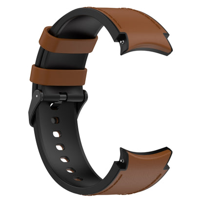 For Samsung Galaxy Watch 6 Silicone Leather Black Buckle Watch Band(Brown) - Watch Bands by buy2fix | Online Shopping UK | buy2fix