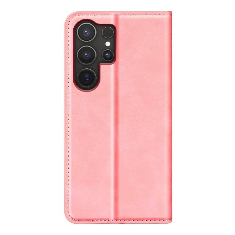 or Samsung Galaxy S25 Ultra 5G Retro-skin Magnetic Suction Leather Phone Case(Pink) - Galaxy S25 Ultra 5G Cases by buy2fix | Online Shopping UK | buy2fix