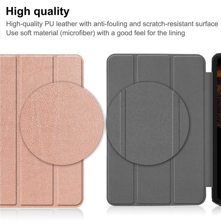 For Samsung Galaxy Tab S9 Ultra JUNSUNMAY Custer Solid Color 3-Fold Stand Leather Smart Tablet Case(Rose Gold) - Galaxy Tab S9 Ultra Cases by JUNSUNMAY | Online Shopping UK | buy2fix