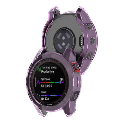 For Garmin Fenix 7X Pro Half-Package TPU Watch Protective Case(Transparent Purple) - Watch Cases by buy2fix | Online Shopping UK | buy2fix