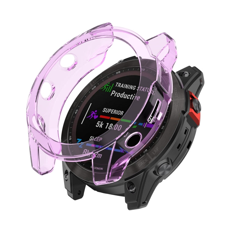 For Garmin Epix Pro 51mm Half-Package TPU Watch Protective Case(Transparent Purple) - Watch Cases by buy2fix | Online Shopping UK | buy2fix