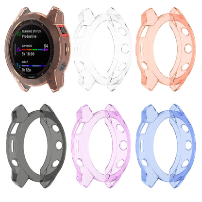 For Garmin Fenix 7X Pro Half-Package TPU Watch Protective Case(Transparent Blue) - Watch Cases by buy2fix | Online Shopping UK | buy2fix