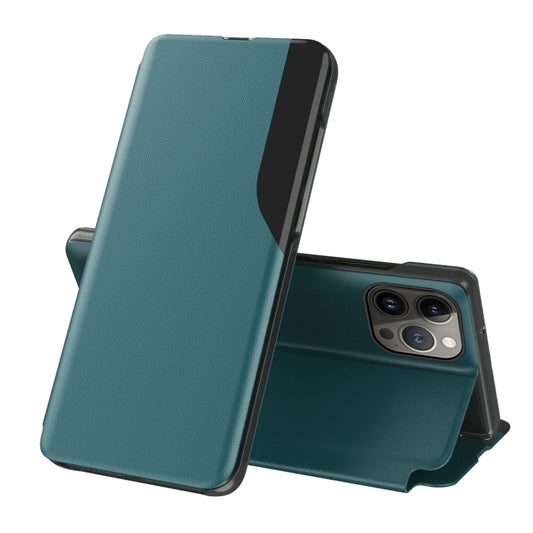 For iPhone 16 Pro Max Side Display Flip Leather Phone Case(Green) - More iPhone Cases by buy2fix | Online Shopping UK | buy2fix