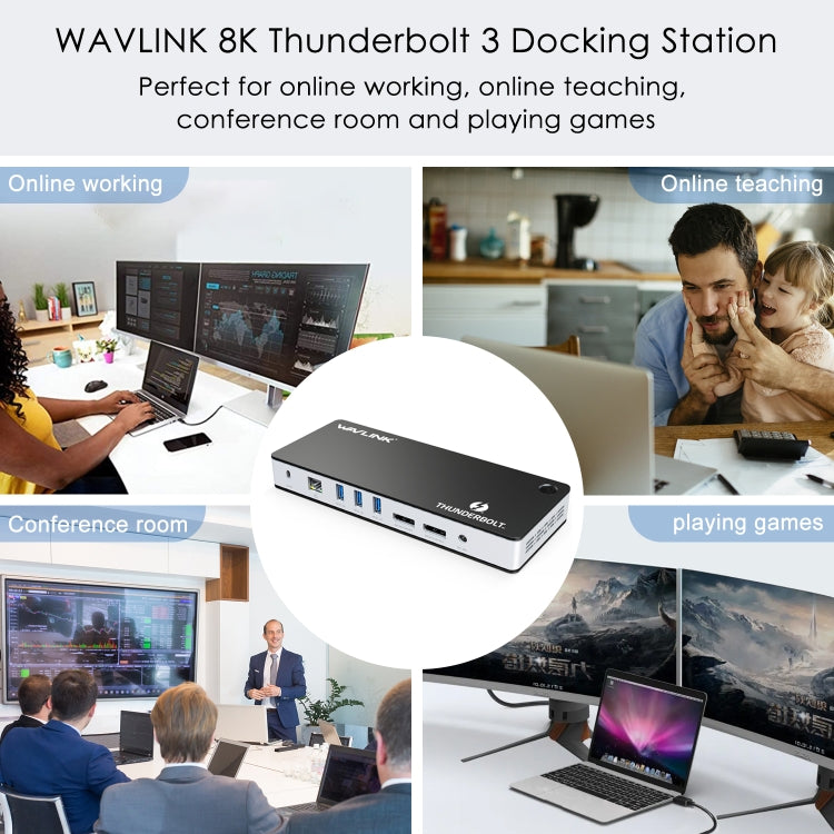 Wavlink UTD21H 60W Host Charging Thunderbolt 3 Docking Station 4K Dual Display 11 in 1 Ports, Plug:UK Plug -  by WAVLINK | Online Shopping UK | buy2fix