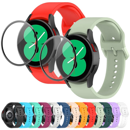 For Samsung Galaxy Watch6 40mm JUNSUNMAY Silicone Adjustable Strap + Full Coverage PMMA Screen Protector Kit(Dark Green) - Watch Bands by JUNSUNMAY | Online Shopping UK | buy2fix