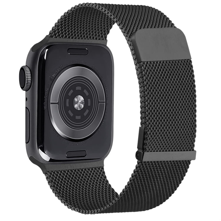 For Apple Watch 5 40mm Milan Double Magnetic Steel Mesh Watch Band(Black) - Watch Bands by buy2fix | Online Shopping UK | buy2fix