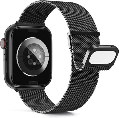 For Apple Watch 3 42mm Milan Double Magnetic Steel Mesh Watch Band(Black) - Watch Bands by buy2fix | Online Shopping UK | buy2fix