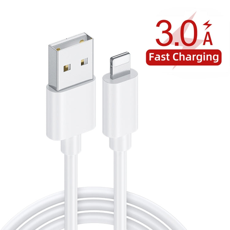 TE-005 QC3.0 18W USB Fast Charger with 1m 3A USB to 8 Pin Cable, EU Plug(White) - USB Charger by buy2fix | Online Shopping UK | buy2fix