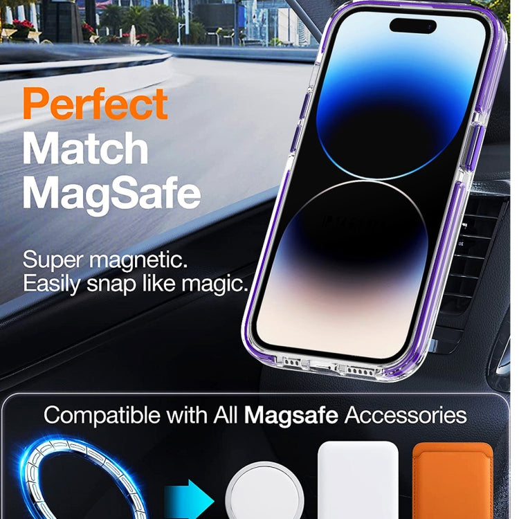 For iPhone 14 Plus Dual-color MagSafe TPU Hybrid Clear PC Shockproof Phone Case(Orange) - iPhone 14 Plus Cases by buy2fix | Online Shopping UK | buy2fix