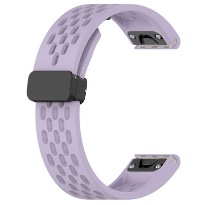 For Garmin Fenix 7X Pro Quick Release Holes Magnetic Buckle Silicone Watch Band(Purple) - Watch Bands by buy2fix | Online Shopping UK | buy2fix