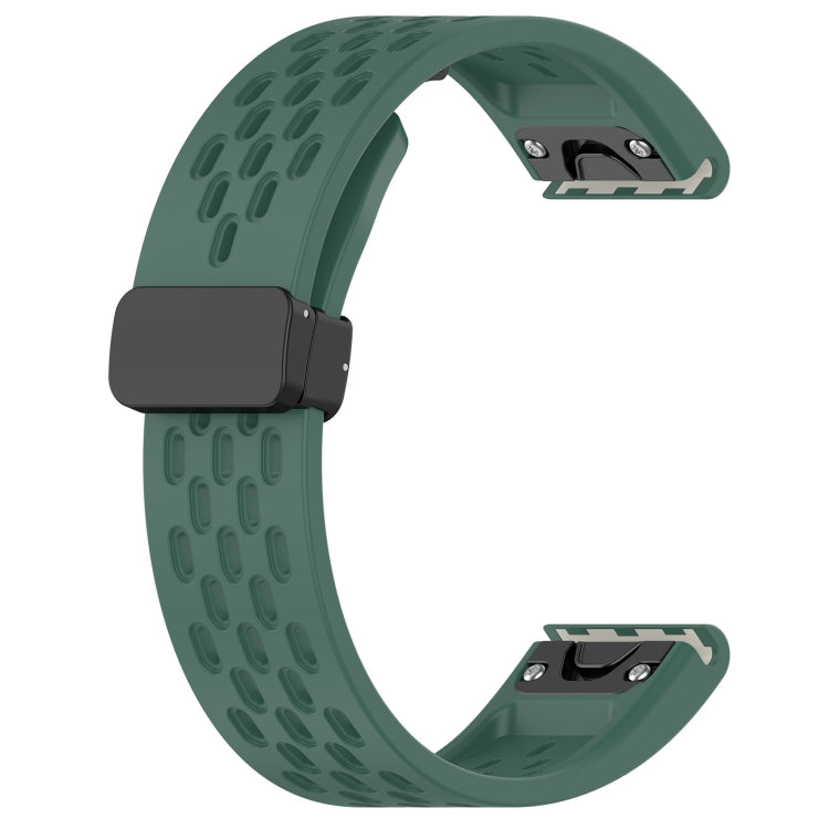 For Garmin Tactix 7 / Tactix DELTA Quick Release Holes Magnetic Buckle Silicone Watch Band(Dark Green) - Watch Bands by buy2fix | Online Shopping UK | buy2fix