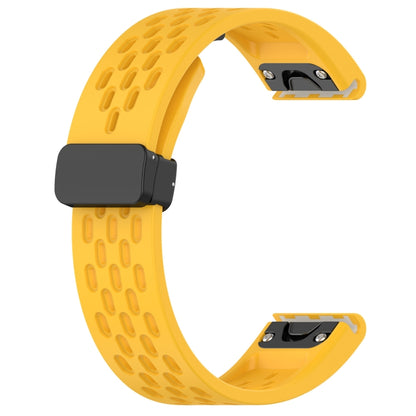 For Garmin Tactix 7 / Tactix DELTA Quick Release Holes Magnetic Buckle Silicone Watch Band(Yellow) - Watch Bands by buy2fix | Online Shopping UK | buy2fix