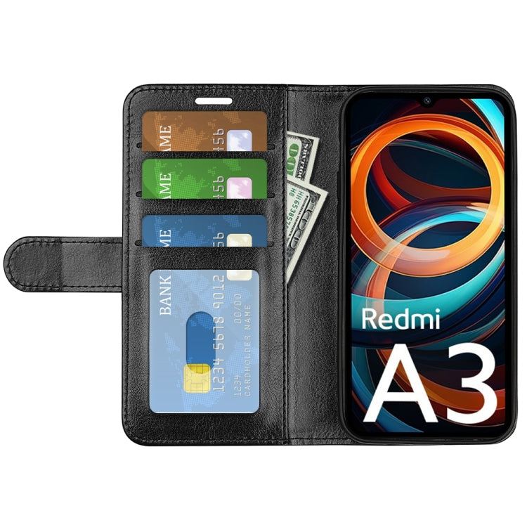 For Xiaomi Redmi A3 R64 Texture Horizontal Flip Leather Phone Case(Black) - Xiaomi Cases by buy2fix | Online Shopping UK | buy2fix