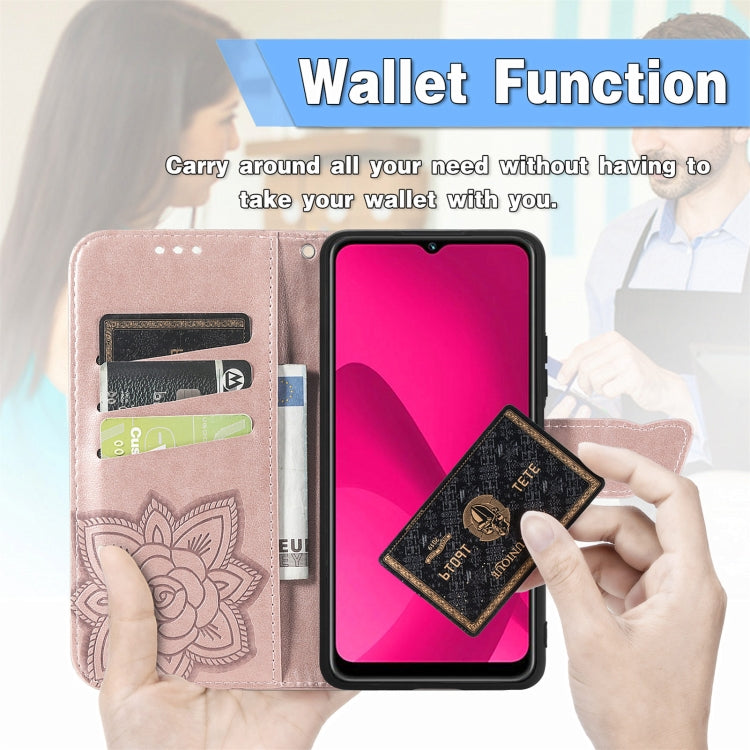 For iPhone 16 Pro Max Butterfly Love Flower Embossed Leather Phone Case(Rose Gold) - iPhone 16 Pro Max Cases by buy2fix | Online Shopping UK | buy2fix