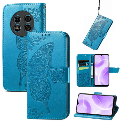 For Ulefone Note 15 Butterfly Love Flower Embossed Leather Phone Case(Blue) - Ulefone Cases by buy2fix | Online Shopping UK | buy2fix