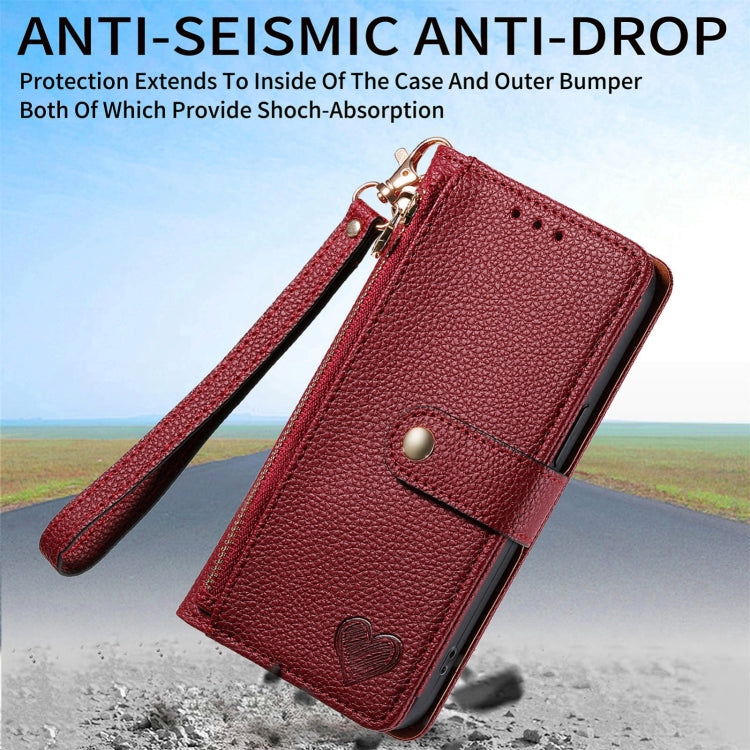 For Xiaomi 14 Ultra Love Zipper Lanyard Leather Phone Case(Red) - 14 Ultra Cases by buy2fix | Online Shopping UK | buy2fix