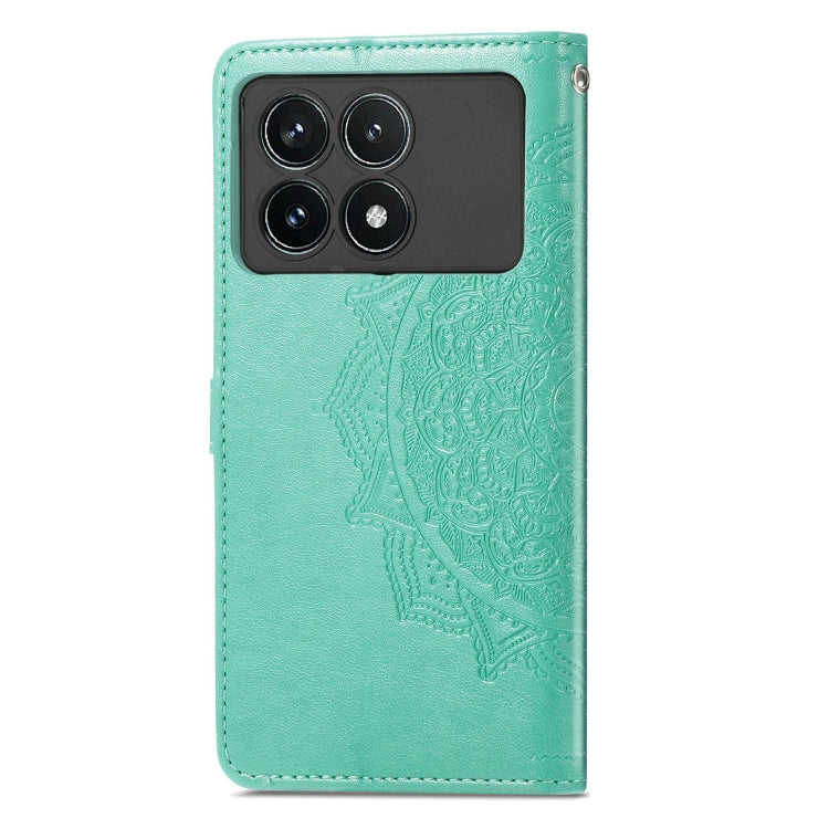 For Xiaomi Redmi K70 Pro Mandala Flower Embossed Leather Phone Case(Green) - K70 Pro Cases by buy2fix | Online Shopping UK | buy2fix