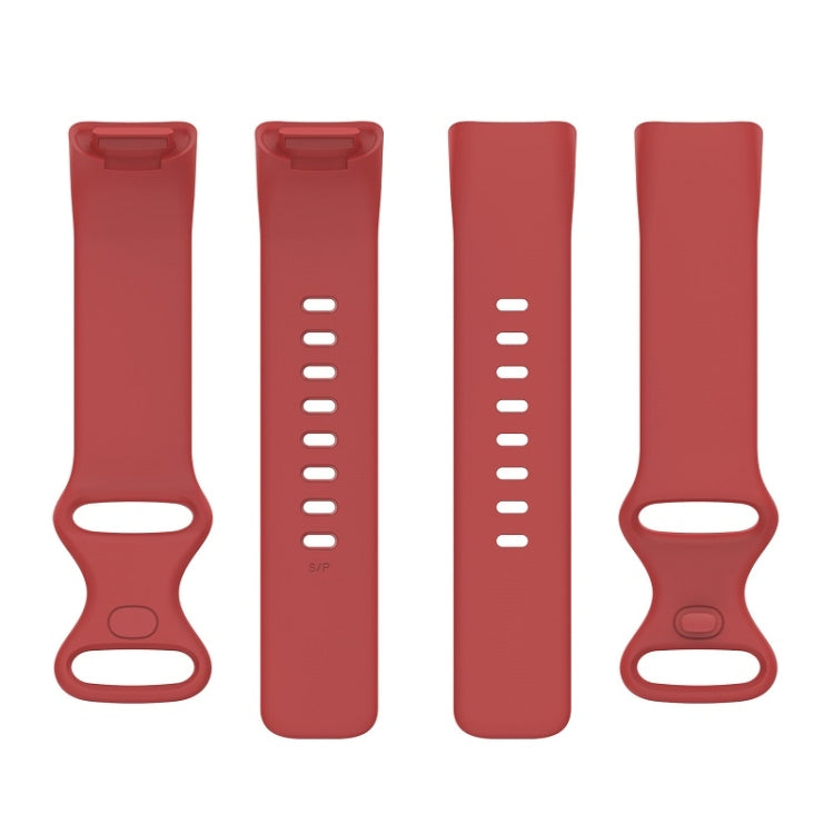 For Fitbit Charge 6 Solid Color Butterfly Buckle Silicone Watch Band, Size:L Size(Red) - Watch Bands by buy2fix | Online Shopping UK | buy2fix