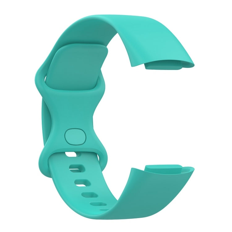 For Fitbit Charge 6 Solid Color Butterfly Buckle Silicone Watch Band, Size:L Size(Teal Green) - Watch Bands by buy2fix | Online Shopping UK | buy2fix