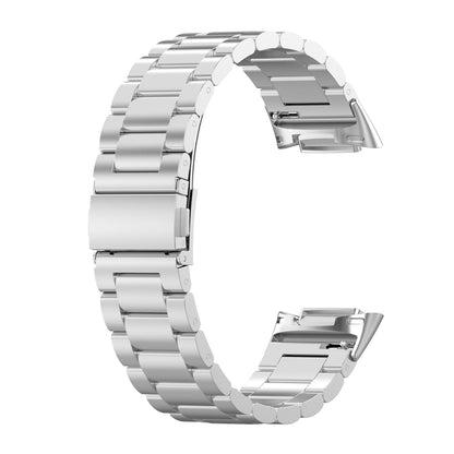 For Fitbit Charge 6 Three Beads Stainless Steel Metal Watch Band(Silver) - Watch Bands by buy2fix | Online Shopping UK | buy2fix