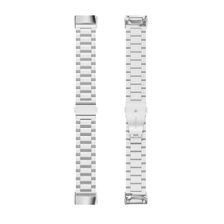 For Fitbit Charge 6 Three Beads Stainless Steel Metal Watch Band(Silver) - Watch Bands by buy2fix | Online Shopping UK | buy2fix