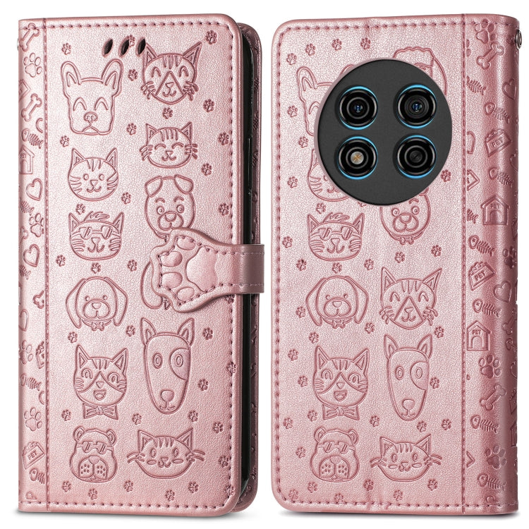 For Ulefone Note 15 Cat and Dog Embossed Leather Phone Case(Rose Gold) - Ulefone Cases by buy2fix | Online Shopping UK | buy2fix