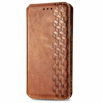 For OnePlus 12 Cubic Grid Pressed Magnetic Leather Phone Case(Brown) - OnePlus Cases by buy2fix | Online Shopping UK | buy2fix