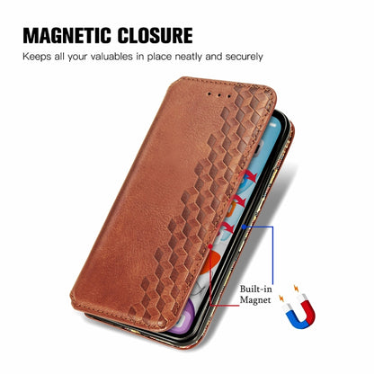 For OnePlus 12 Cubic Grid Pressed Magnetic Leather Phone Case(Brown) - OnePlus Cases by buy2fix | Online Shopping UK | buy2fix