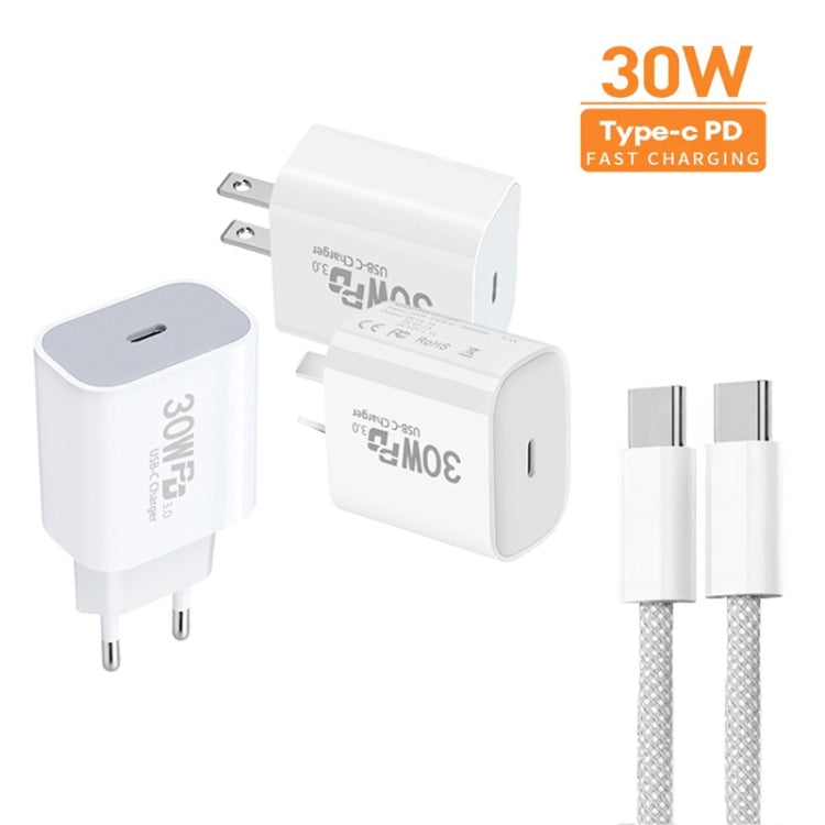 Single Port PD30W USB-C / Type-C Charger with Type-C to Type-C Data Cable AU Plug - USB Charger by buy2fix | Online Shopping UK | buy2fix