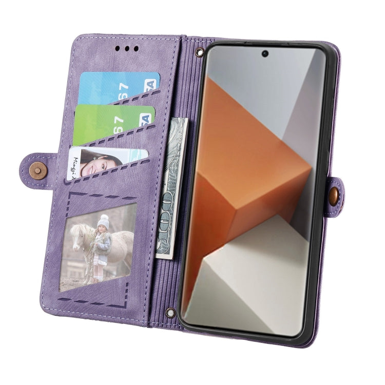 For Xiaomi Redmi Note 13 Pro+ Geometric Zipper Wallet Side Buckle Leather Phone Case(Purple) - Note 13 Pro+ Cases by buy2fix | Online Shopping UK | buy2fix