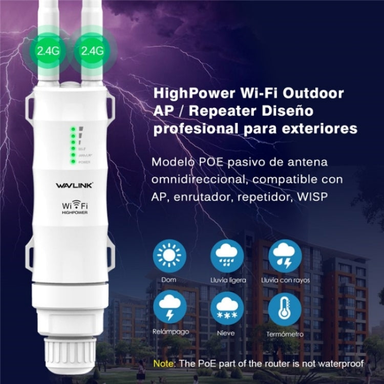 WAVLINK WN570HN2 With PoE Powered WAN/ AP / Repeater Mode 300Mbps Outdoor Router, Plug:EU Plug - Wireless Routers by WAVLINK | Online Shopping UK | buy2fix