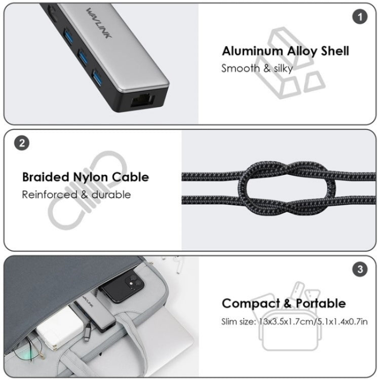 WAVLINK UHP3413 6 in 1 4K Thunderbolt 3 Type-C Devices Hub Adapter USB-C Docking Station - USB HUB by WAVLINK | Online Shopping UK | buy2fix