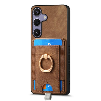 For Samsung Galaxy S25+ 5G Retro Splitable Magnetic Card Bag Leather Phone Case(Brown) - Galaxy Phone Cases by buy2fix | Online Shopping UK | buy2fix