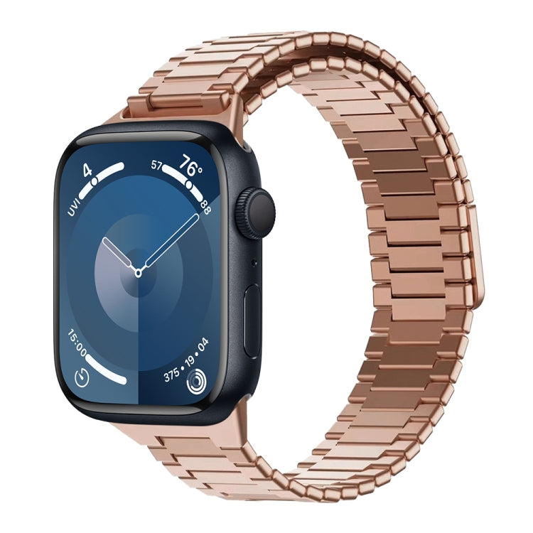 For Apple Watch Series 9 41mm Bamboo Magnetic Stainless Steel Metal Watch Strap(Rose Gold) - Watch Bands by buy2fix | Online Shopping UK | buy2fix